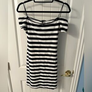 Express Black and White Striped Mini Dress M